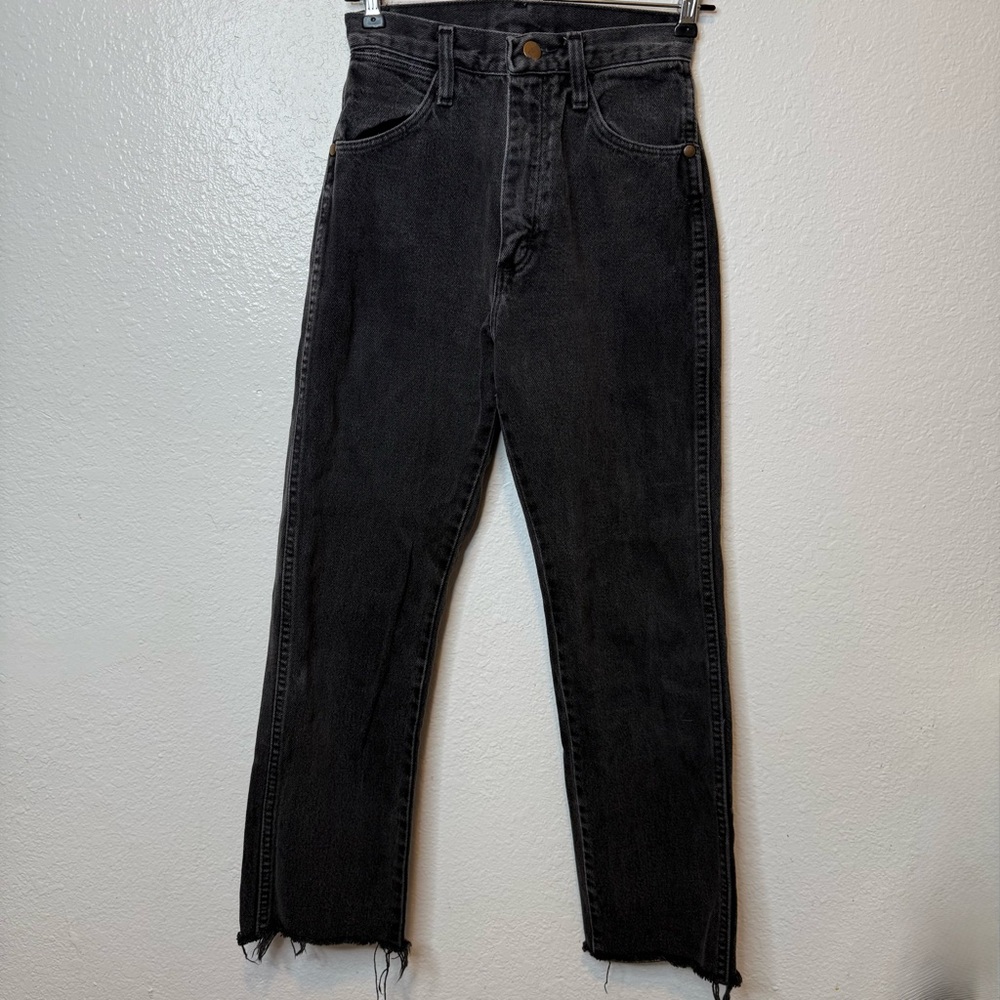 Vintage Wrangler Black Raw Hem Jeans Made in USA See Description For Size
